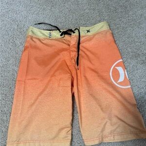 Hurley Men's Orange and Yellow Athletic Shorts